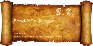 Bondár Kinga névjegykártya