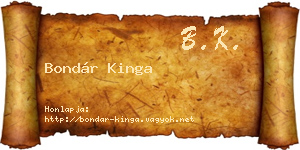 Bondár Kinga névjegykártya